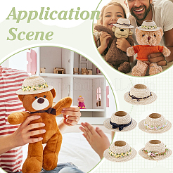 5Pcs 5 Styles Papyrus & Polyester Doll Hat&nbsp;AJEW-PH0008-42