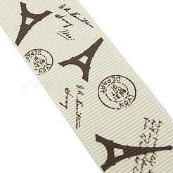 タワー模様印刷されたグログランリボン  ナバホホワイト  1インチ（26mm）約100ヤード/ロール（91.44m /ロール）&nbsp;SRIB-E001-26mm-3