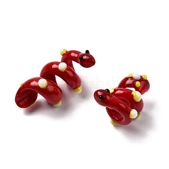 手作りのランプワークエナメルビーズ  ヘビ  バンピー  暗赤色  27.5~31.5x15~20x14~16mm  穴：5~6mm&nbsp;LAMP-K039-35D