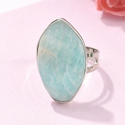 Natural Amazonite Adjustable Ring&nbsp;RJEW-B026-01P