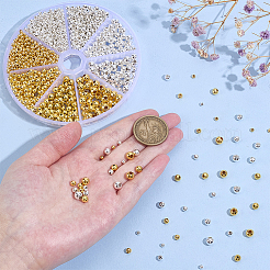 8スタイルの真鍮製スムースラウンドビーズ  継ぎスペーサー  ゴールデン＆シルバー  3~6mm  穴：1~2.5mm&nbsp;KK-PH0013-53