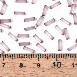 ガラス竹ビーズ  模造キャットアイ  淡いバイオレットレッド  6.5~7x1.5~2mm  穴：0.8~1mm  約1515個/50g&nbsp;X-SEED-N007-28B
