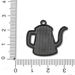 コーヒー合金エナメルペンダント  コーヒーポットチャーム  ブラック  ライトスカイブルー  25x26x1.5mm  穴：1.8mm&nbsp;ENAM-I089-01B-05