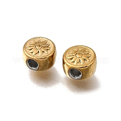 304ステンレススチールビーズ  イオンプレーティング（ip）  太陽とフラットラウンド  18KGP本金メッキ  6~6.5x4mm  穴：2mm&nbsp;STAS-L315-067B-G