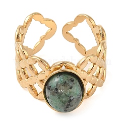 Oval Natural Mixed Stone Finger Rings&nbsp;RJEW-Z057-13G