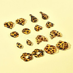 16個8スタイル透明アクリルパーツ  ヒョウプリント模様  混合図形  19~29x10.5~26x4.5~8.5mm  穴：1.4~2.8mm  2個/スタイル&nbsp;OACR-FS0004-06