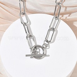 304ステンレススチールペーパークリップチェーンネックレス  ステンレス鋼色  20.24インチ（51.4cm）&nbsp;NJEW-Z102-02P