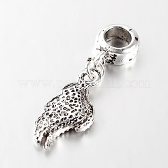 アンティークシルバートーン大穴合金ラインストーンヨーロピアンダングルチャーム  翼のペンダントと  ライトローズ  32mm  穴：5mm&nbsp;CPDL-E028-27AS