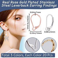 60Pcs 3 Colors 304 Stainless Steel Leverback Earring Findings&nbsp;STAS-BBC0005-31
