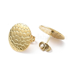 Ion Plating(IP) 304 Stainless Steel Textured Flat Round Stud Earrings for Women&nbsp;EJEW-I285-03G