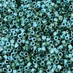 不透明なピカソシリンダーガラスビーズ  丸い穴  ミディアムシーグリーン  2.5x1.5mm  穴：1.2~1.4mm  約30000個/ポンド&nbsp;SEED-Q039-06A-16