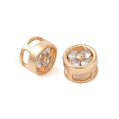 真鍮パヴェ透明ガラスマルチ連リンク  花付きフラットラウンド  ニッケルフリー  ゴールドカラー  9x6mm  穴：5x2mm&nbsp;KK-B100-009G