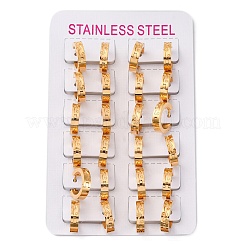 304ステンレススチール研磨効果フープピアス  イオンプレーティング（ip）  ゴールドカラー  16x4mm&nbsp;EJEW-M001-17G