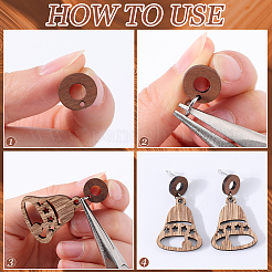 木製スタッドピアス金具50個  穴と100個のプラスチック製イヤーナット付き  リング  12mm  穴：1.8mm  ピン：0.7mm&nbsp;FIND-SP0001-19A