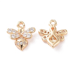 Brass Micro Pave Clear Cubic Zirconia Charms&nbsp;KK-G418-11G