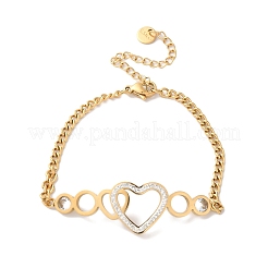 304 Stainless Steel Micro Pave Cubic Zirconia Link Bracelet for Women&nbsp;BJEW-C070-03A-G