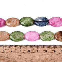 染め加工天然石ホワイトジェイドビーズ連売り  フラットオーバル  ミックスカラー  16~18.5x12~13.5x4.5~6.5mm  穴：1~1.4mm  約21~22個/連  14.76~15.55インチ（37.5~39.5cm）&nbsp;G-N370-01A-20
