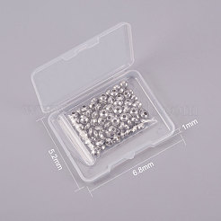 フラットラウンド型304ステンレススチールスペーサービーズ  ステンレス鋼色  6x3mm  穴：2mm  100個/箱&nbsp;STAS-NB0004-06P