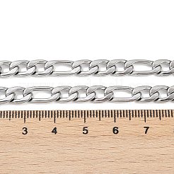 変色しにくいファッショナブルな304ステンレススチール製フィガロチェーンネックレス（男性用）  カニカン付き  ステンレス鋼色  21.65インチ（55cm）x6mm&nbsp;STAS-A028-N017P