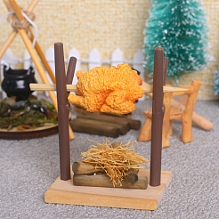 樹脂＆竹＆木のミニモデル  マイクロランドスケープドールハウスアクセサリー  小道具の装飾のふりをする  ローストチキンとグリドル  オレンジ  45x35x65mm&nbsp;PW-WG458B6-01