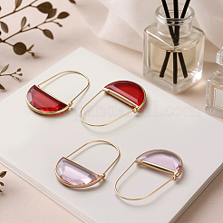 2 Pairs 2 Colors Brass Glass Hoop Earrings&nbsp;EJEW-GO0003-30A