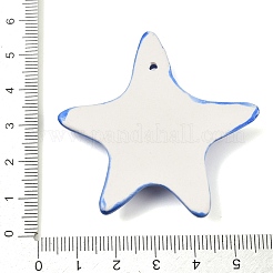 手作りの磁器の大きなペンダント  ヒトデ  ブルー  51x52.50x11mm  穴：1.80mm&nbsp;PORC-D026-01D