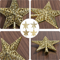 4Pcs 4 Styles Star Plastic Christmas Tree Topper Ornaments&nbsp;AJEW-CN0002-76