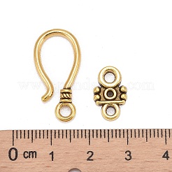 チベット風フック型クラスプ   アンティークゴールデンカラー  鉛フリー及びカドミウムフリー  24x11x14mm  穴：3.5mm&nbsp;LS-GLF1278Y