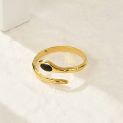 Snake 304 Stainless Steel Enamel Cuff Rings for Women&nbsp;LS-RJEW-G338-10G-02