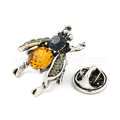合金トパーズラインストーンブローチ  昆虫  アンティークシルバー  24.5x18.4mm&nbsp;JEWB-U006-13AS