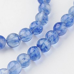 ウォーターメロンストーンガラスビーズ連売り  ラウンド  コーンフラワーブルー  6mm  穴：1mm  約60~61個/連  15.3インチ（390mm）&nbsp;G-G913-6mm-03