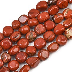 天然石レッドジャスパービーズ連売り  ナゲット  タンブルストーン  9~11x8~10x6~10mm  穴：0.8mm  約18~19個/連  6.89~7.28''（17.5~18.5センチメートル）&nbsp;GG-CBA787B-A14