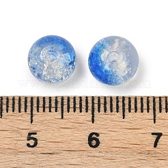 透明クラックガラスビーズ  ラウンド  ツートン  ドジャーブルー  8mm  穴：1.6mm  約156個/100g&nbsp;GLAA-XCP0001-62-8mm