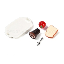 樹脂製ミニチュア朝食セット装飾品  マイクロランドスケープホームドールハウスアクセサリー  小道具の装飾のふりをする  ミックスカラー  12~33.5x4.5~54x2.5~12.5mm  5個/セット&nbsp;DIY-H174-01I