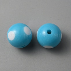 アクリルビーズ  水玉模様の円形  ドジャーブルー  15.5x15mm  穴：3mm  44個/袋&nbsp;SACR-WH0009-11C