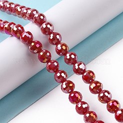 電気メッキガラスビーズセット  ABカラーメッキ  ファセット（96ファセット）  ラウンド  ファイヤーブリック  7~8mm  穴：1.2~1.5mm  約68~70個/連  18.90''（48センチメートル）&nbsp;GLAA-E036-14B