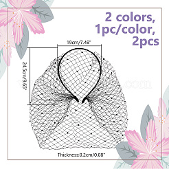 2Pcs 2 Colors Bridal Rhinestone Mesh Veil Cloth Hair Bands&nbsp;DIY-GA0007-03