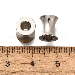 202ステンレススチールヨーロピアンビーズ  大穴ビーズ  コラム  ステンレス鋼色  9x8mm  穴：4mm&nbsp;STAS-F311-10P-02