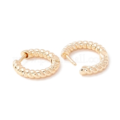 女性のための真鍮ツイストロープフープピアス  カドミウムフリー＆鉛フリー  14KGP本金メッキ  16x17x3mm  ピン：1mm&nbsp;KK-A158-07A-G