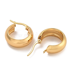 イオンプレーティング（IP）202ステンレススチールフープピアス  女性用304ステンレスピン付き  ゴールドカラー  24.5x8mm。&nbsp;EJEW-H003-38G-05