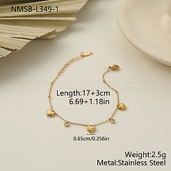 304 Stainless Steel Pave Clear Cubic Zirconia Charm Bracelets&nbsp;WG237FB-01