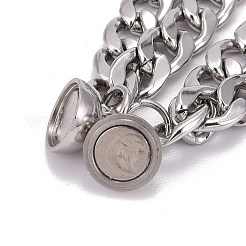 変色しにくい304ステンレススチールカーブチェーンブレスレット  カップルのブレスレット  マグネットクラスプ付き  ステンレス鋼色  8-1/8インチ（20.5cm）  8-7/8インチ（22.5cm）  2個/セット&nbsp;BJEW-JB06277