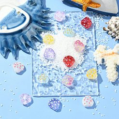 14個7色手作りランプワークビーズ  ツートン  水玉模様の貝殻型  ミックスカラー  17.5x18x9.5mm  穴：1.5mm  2個/カラー&nbsp;LAMP-CJ0002-17