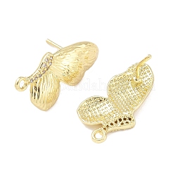Brass Micro Pave Clear Cubic Zirconia Stud Earring Findings&nbsp;LS-KK-Z106-02G-07
