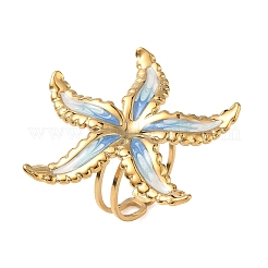 304 Stainless Steel Enamel Open Cuff Rings for Women&nbsp;RJEW-K320-03G-01