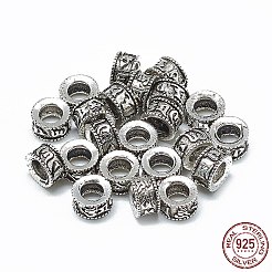 タイ 925 スターリングシルバー ビーズ  大穴ビーズ  コラム  アンティークシルバー  8x5mm  穴：4.5mm&nbsp;STER-T002-19AS