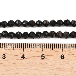 天然石ブラックトルマリンビーズ連売り  多面カット  ラウンド  3~3.8mm  穴：0.6mm  約108個/連  14.96
