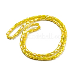 ガラスビーズ連売り  ABカラーメッキ  ファセット列  きいろ  6x4mm  穴：0.8mm  約78~80個/連  19.29~20.07インチ（49~51cm）&nbsp;EGLA-P052-03C-03