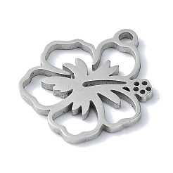 変色しない304ステンレススチールペンダント  レーザー切断  花のチャーム  ステンレス鋼色  14x13x1mm  穴：1mm&nbsp;STAS-C097-17P