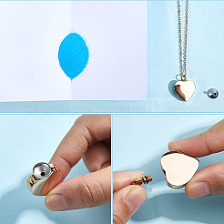 Stainless Steel Heart Cinerary Casket Pendant Necklaces&nbsp;DIY-CN0003-41RG